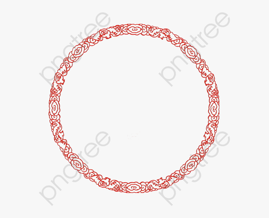 Red Classical Circle Ancient Transparent Background - 龙凤 呈 祥 图案, Transparent Clipart
