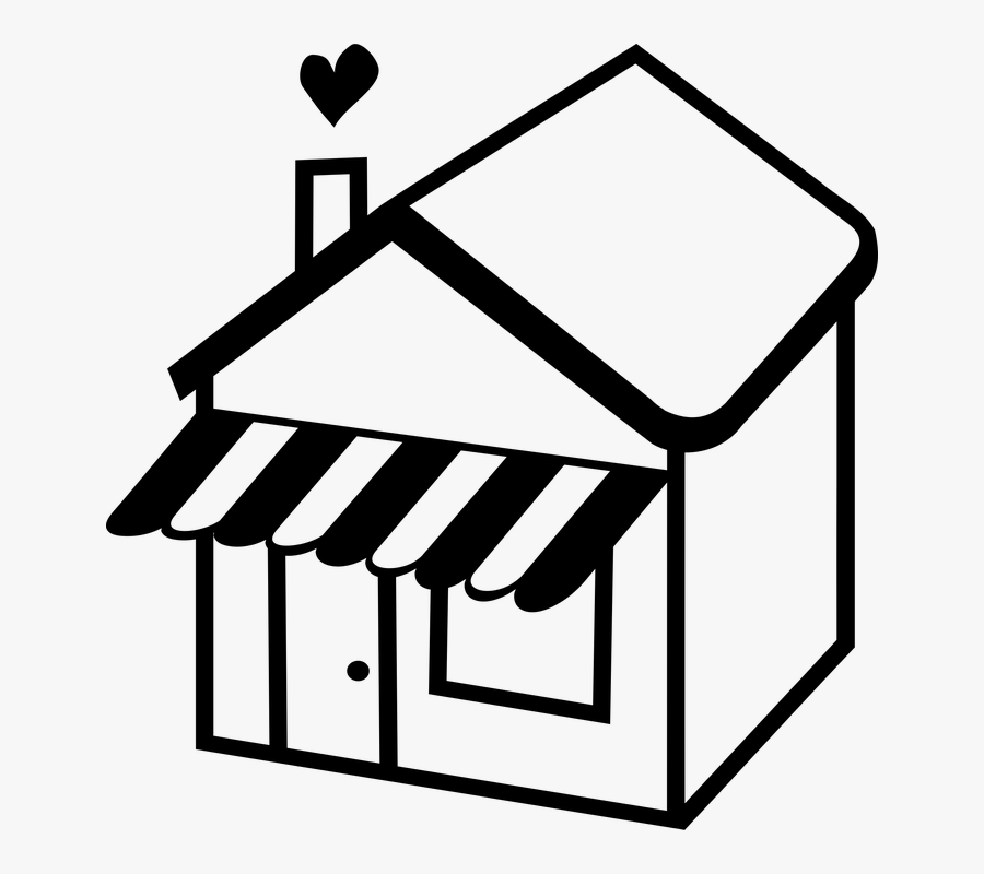 House, Kiosk, Home, Building - Gift Shop Black And White Clipart, Transparent Clipart