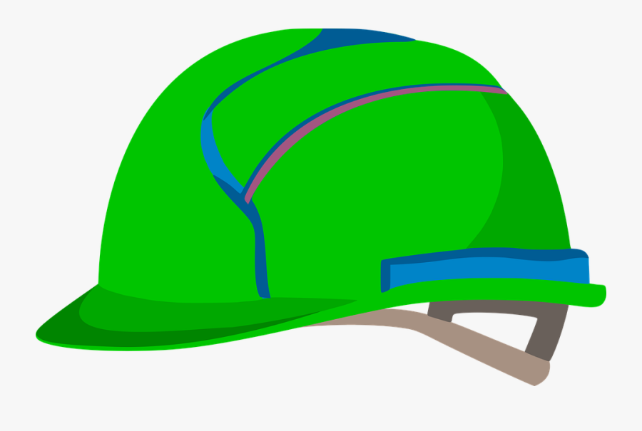 Helmet, Safety, Builder, Worker, Work, Industrial - Casco De Seguridad Dibujo Verde, Transparent Clipart