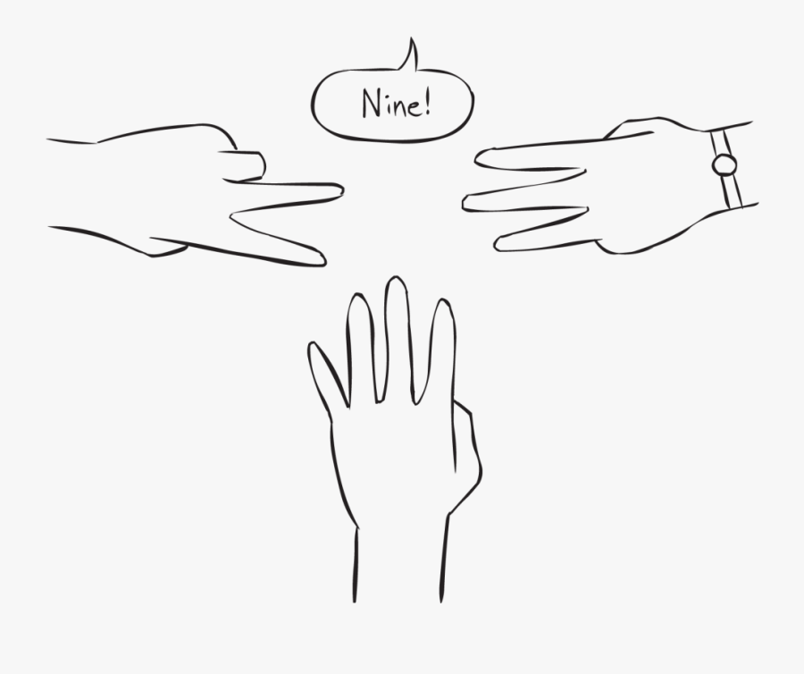 Three Hands With Outstretched Fingers As Featured In - Drawing, Transparent Clipart