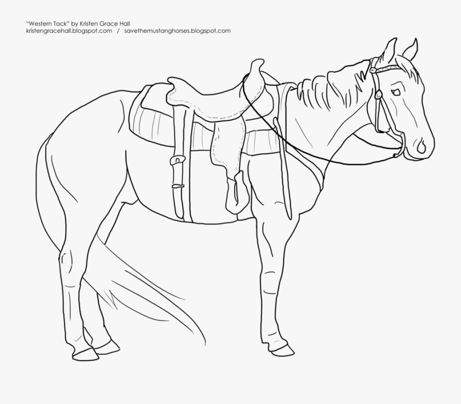 Western Drawing Color - Horse With Western Saddle Coloring Pages, Transparent Clipart