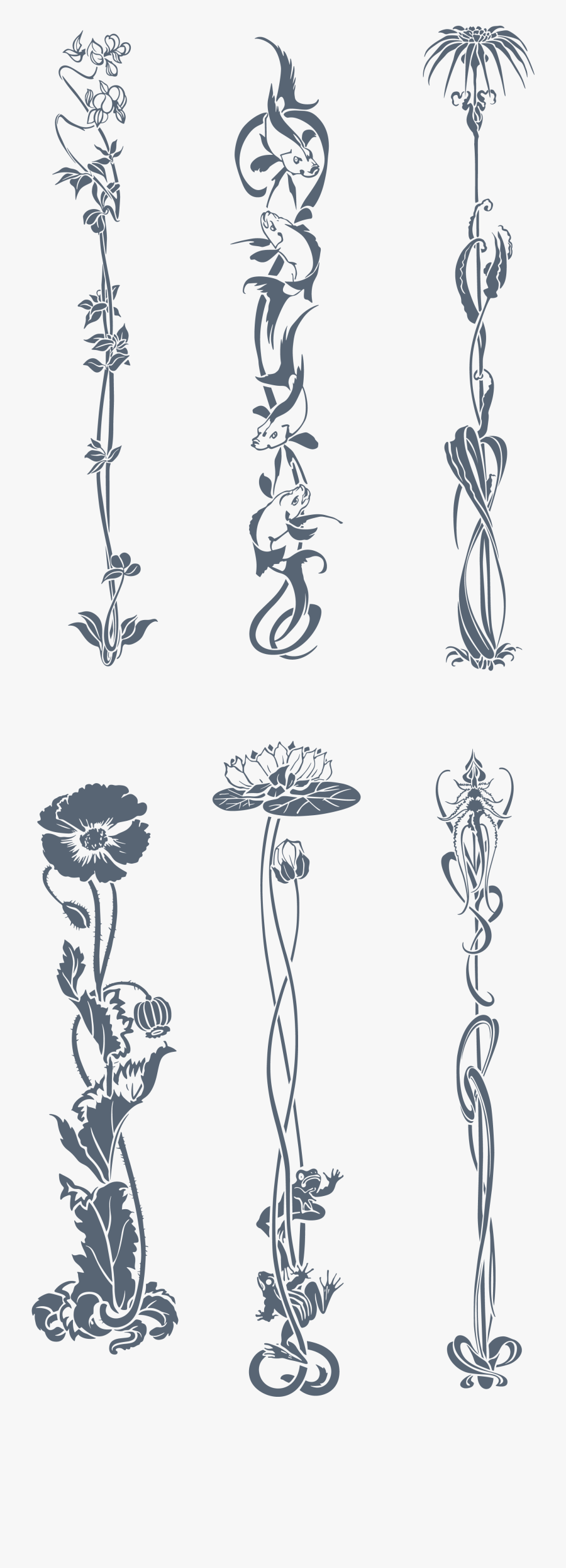 Art Nouveau Ornament Flower, Transparent Clipart