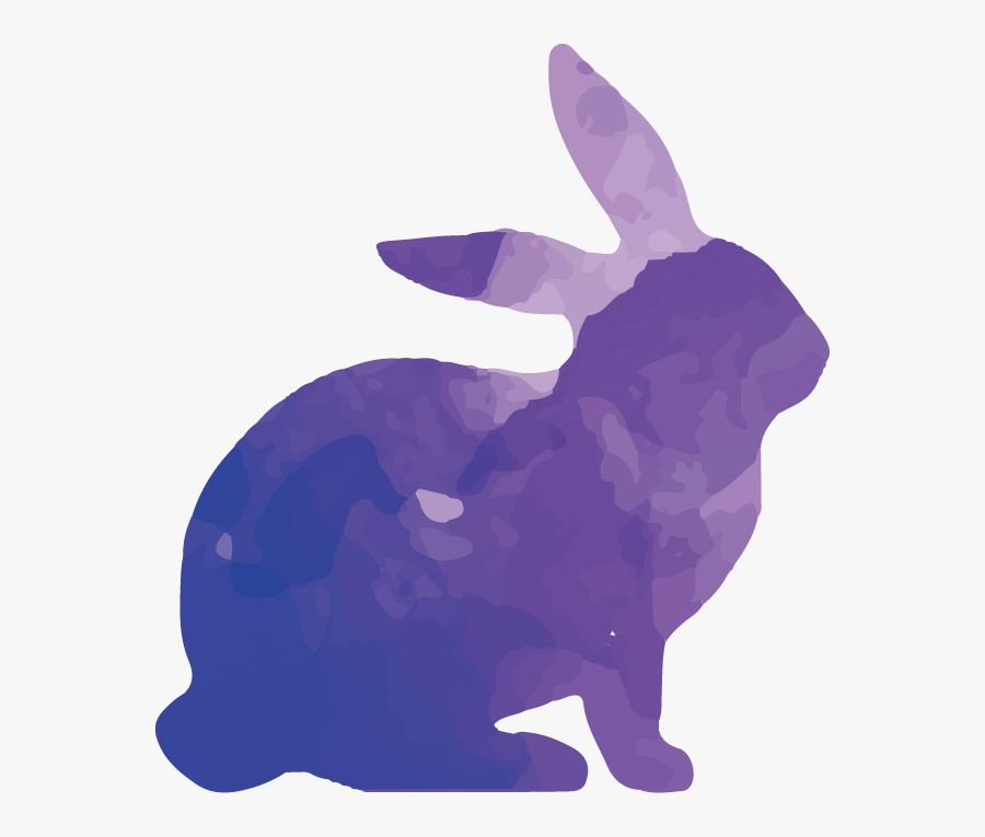 Rabbit Silhouette Watercolor Painting - Colored Animals Silhouette Png, Transparent Clipart