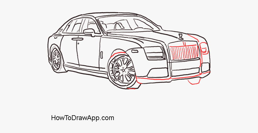 Clip Art How To Draw A - Rolls Royce Coloring Page, Transparent Clipart