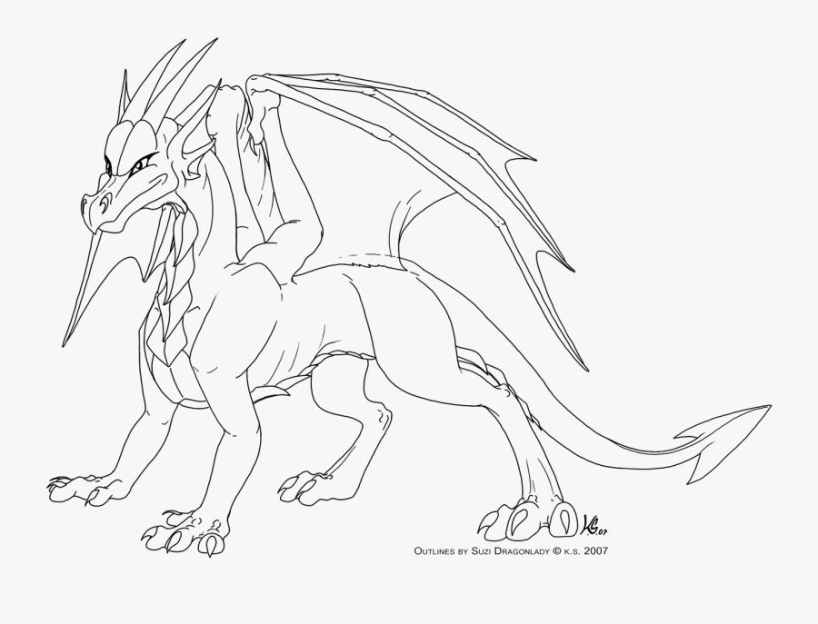 Dragon Clipart Outline - Full Body Dragon Drawing , Free ...