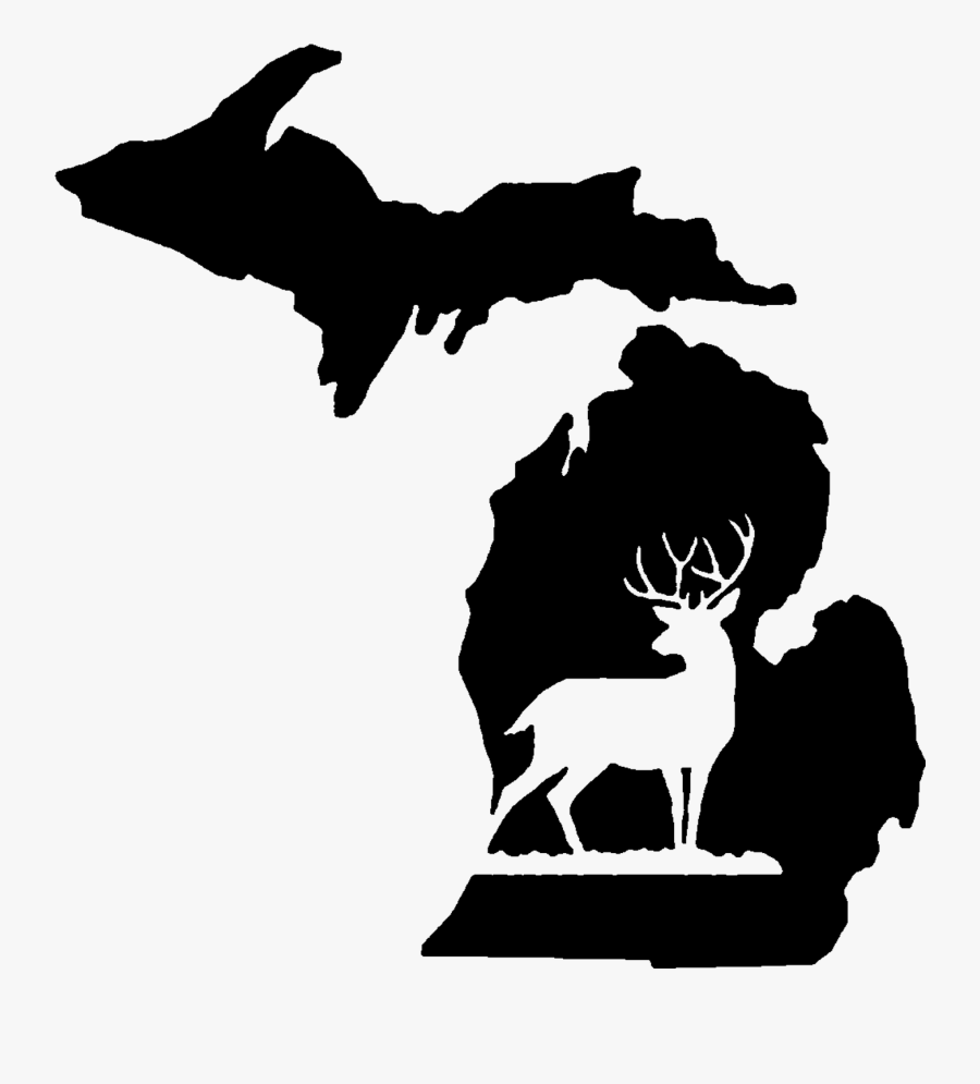 Michigan Deer Silhouette Vinyl Decal - Michigan Map, Transparent Clipart