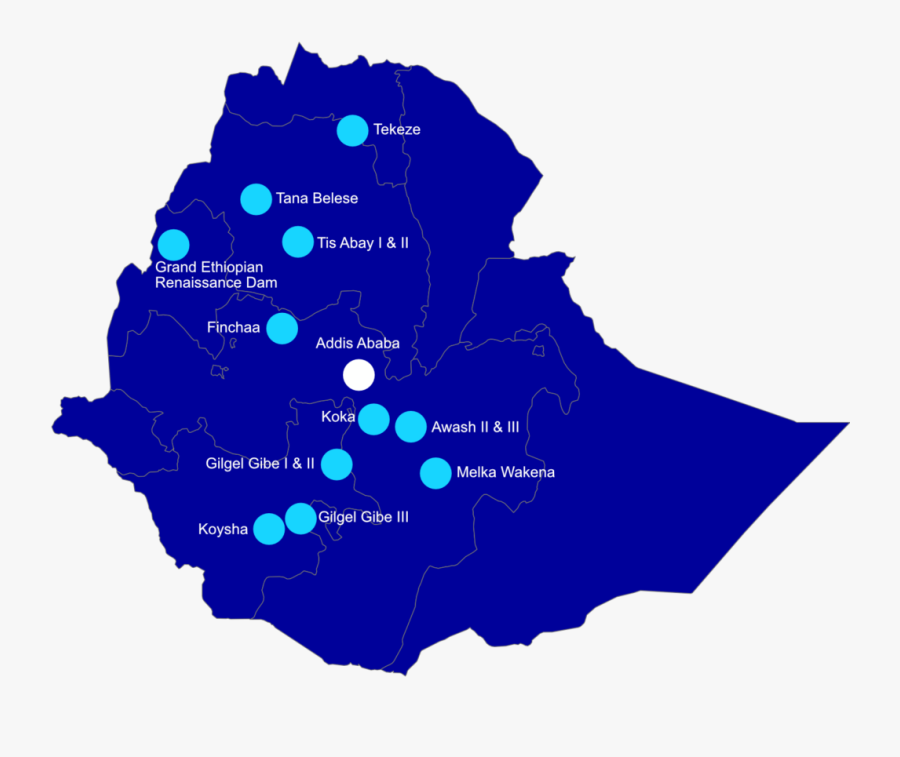 Clip Art Hydroelectric Dam Development In - Ethiopia Map Vector, Transparent Clipart