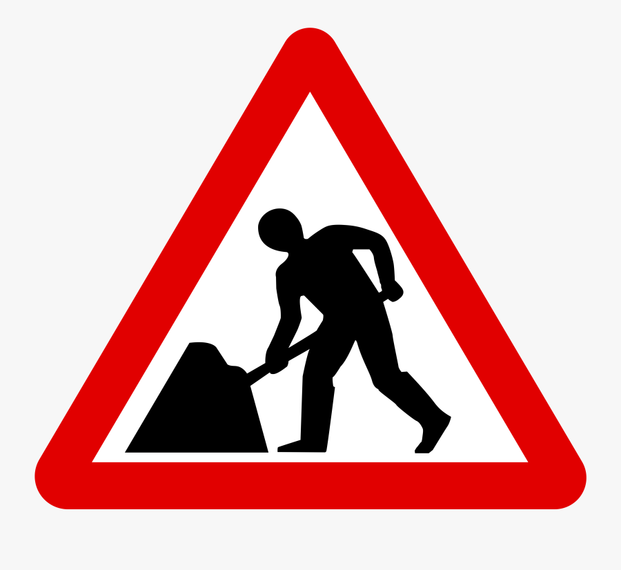 Road Works Ahead Sign, Transparent Clipart
