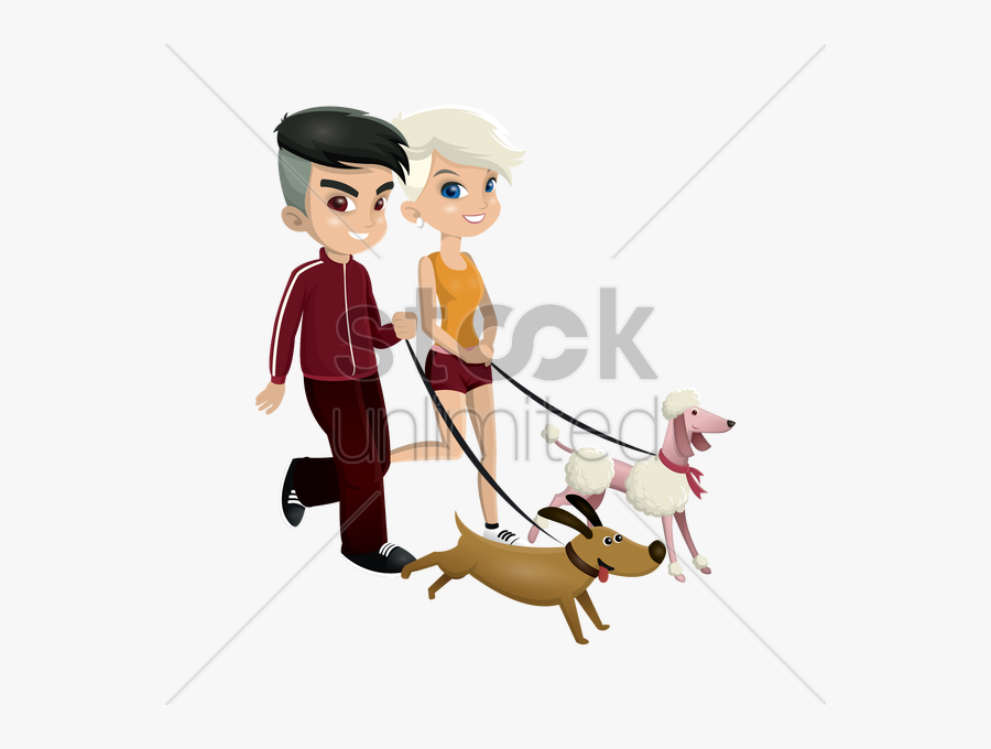 Transparent Girl Walking Clipart - Boy And Girl Walking Dog, Transparent Clipart