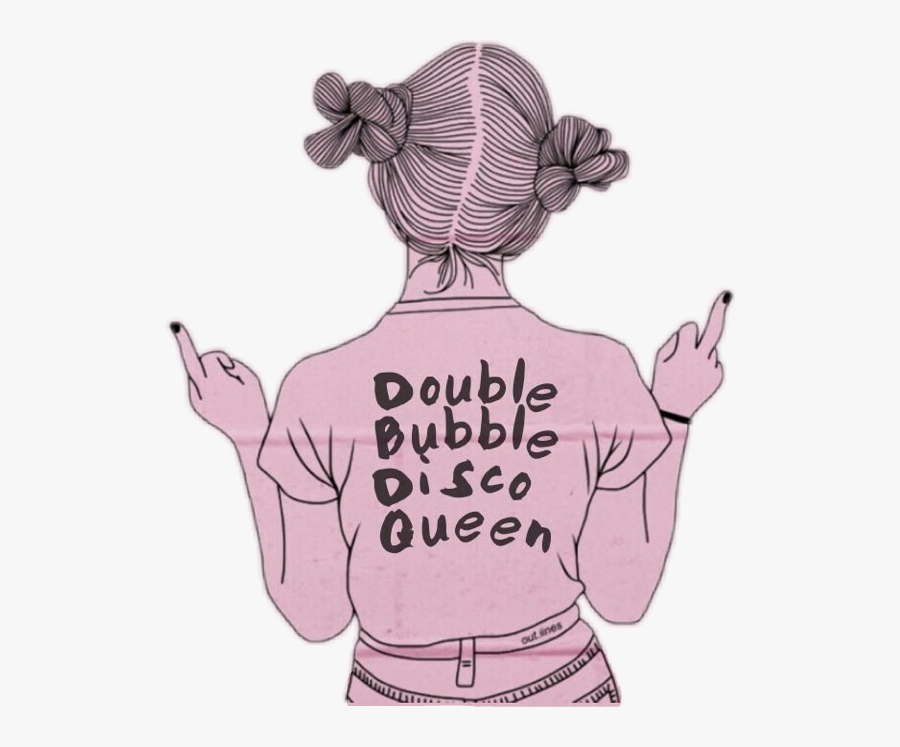 #niña #queen #disco #rosa #fuck You #freetoedit - Drawing Of Girl With Middle Finger, Transparent Clipart