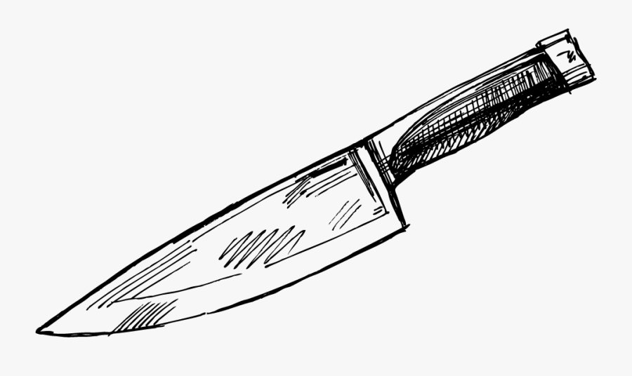 Clip Art Knife Clipart Black And White - Kitchen Knife Drawing Png, Transparent Clipart