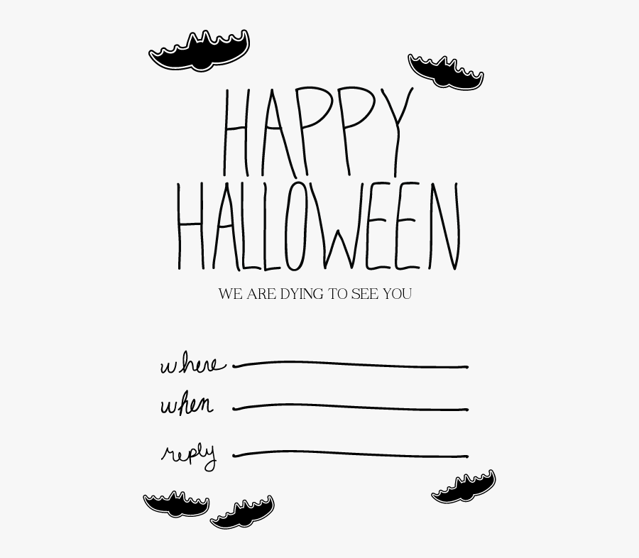 Clip Art Halloween Party Invite Template - Halloween Invitations Black And White, Transparent Clipart