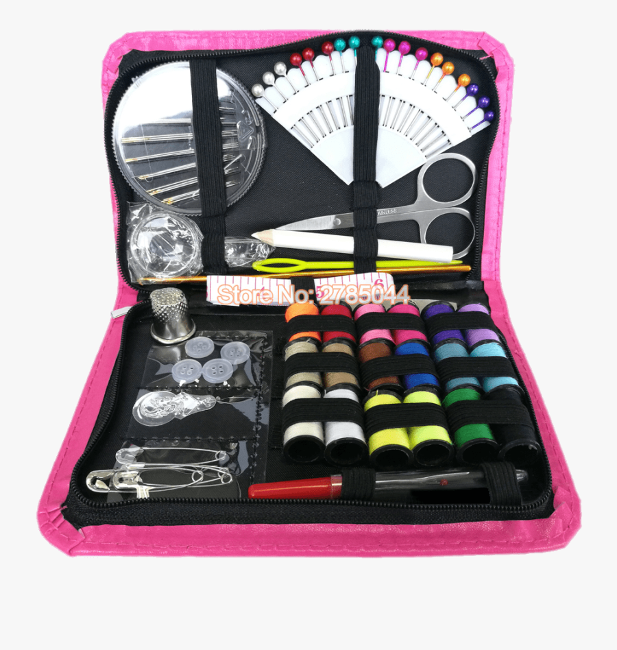 Sewing Kit In Pink Holder - Sewing, Transparent Clipart
