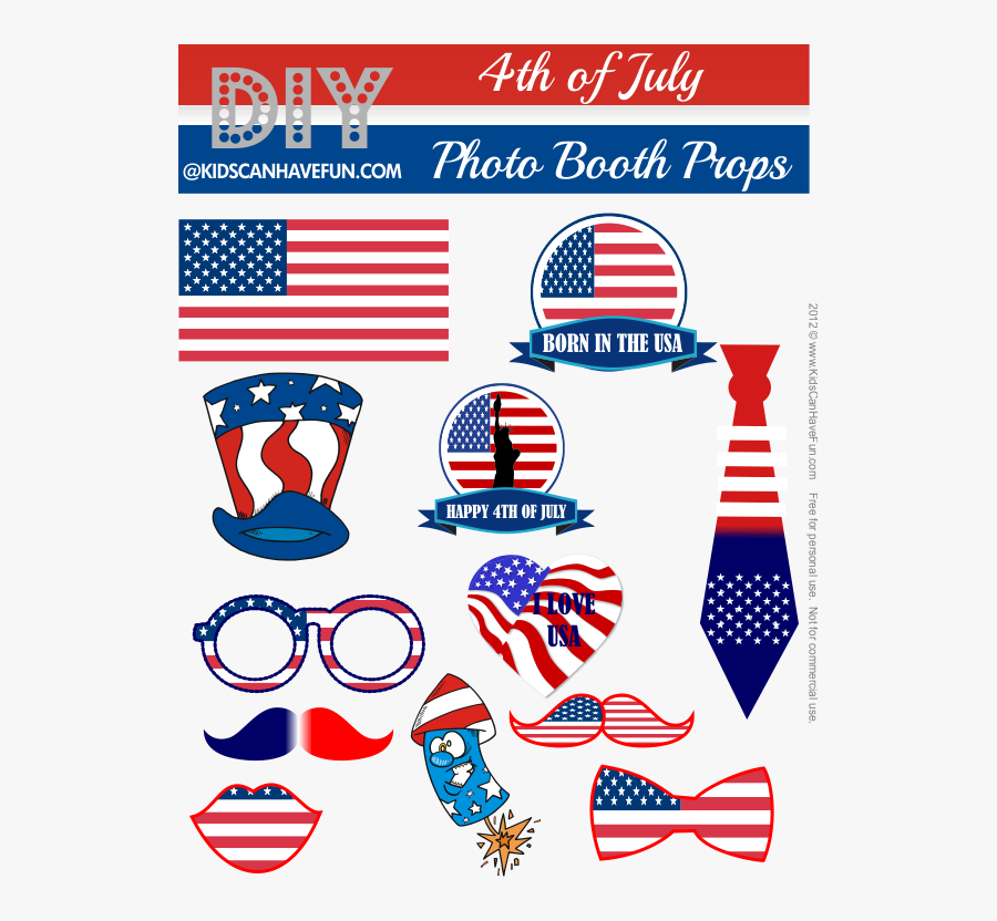 Transparent Photo Booth Clipart - 4th Of July Diy Photo Props, Transparent Clipart