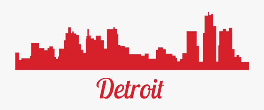 Detroit City Skyline Silhouette, Transparent Clipart