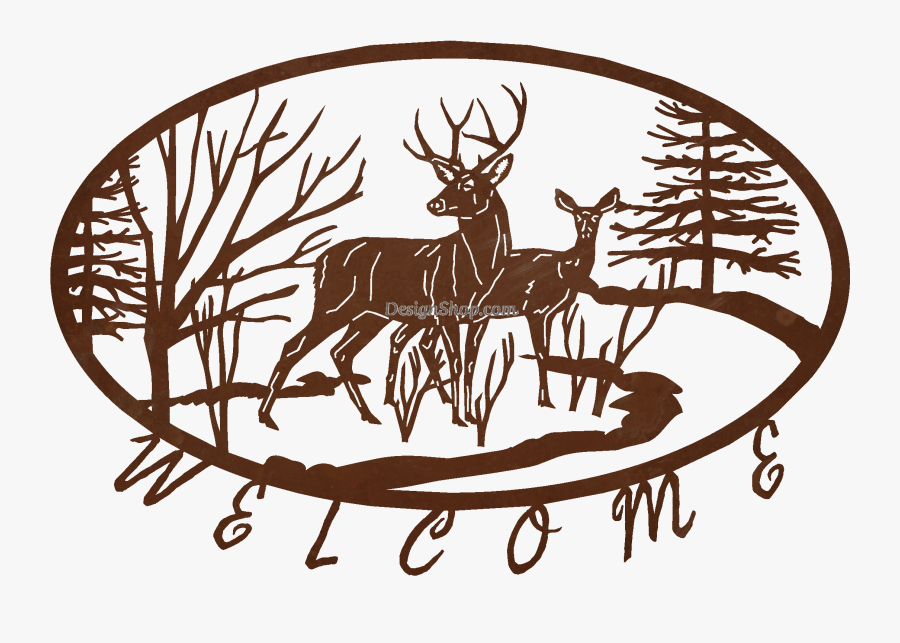 Deer Welcome Sign Dxf - Elk, Transparent Clipart