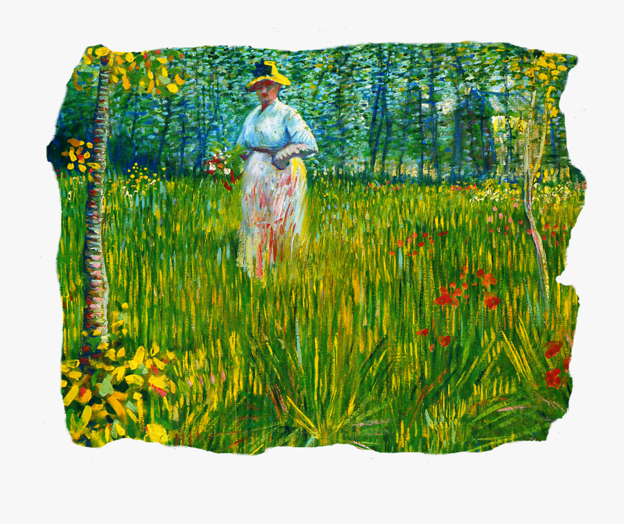 A Woman Walking In A Garden - Woman Walking In A Garden Van Gogh, Transparent Clipart