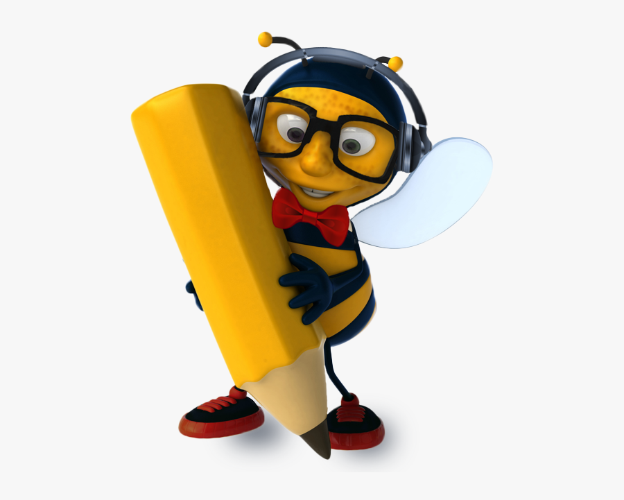 Idareu2bee/audrey Hlembizky - Bee With Pencil, Transparent Clipart