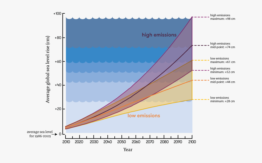 Predicted Sea Level Rise By The End Of This Century, - Plot, Transparent Clipart
