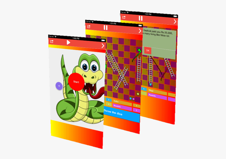 Snakes "n Ladders On Mobile - Cartoon, Transparent Clipart