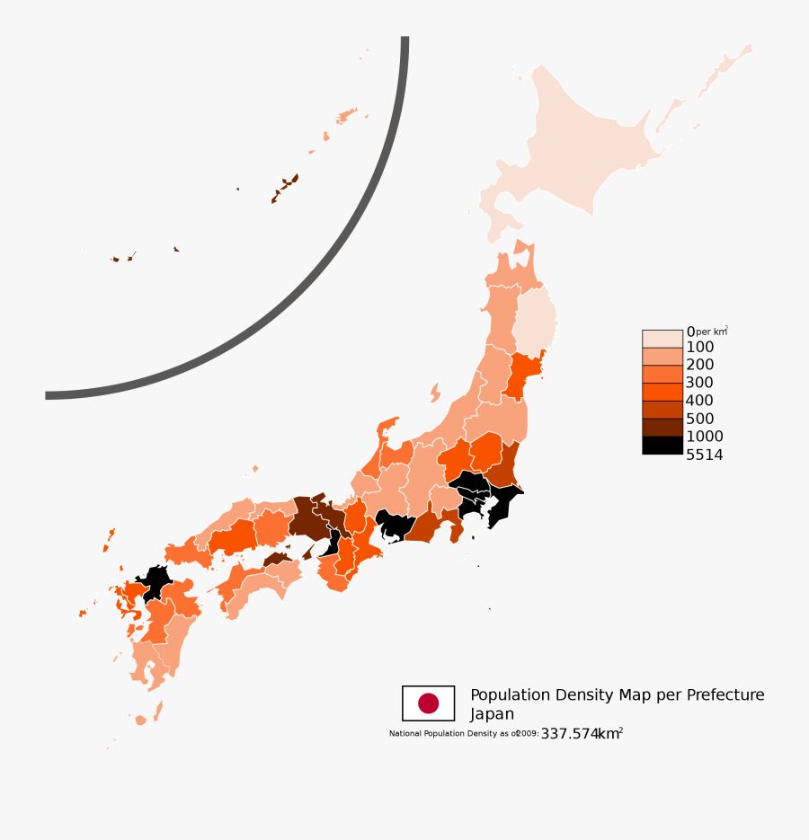 The Population Density Japan Population Density Map - Japan Population Density 2019, Transparent Clipart