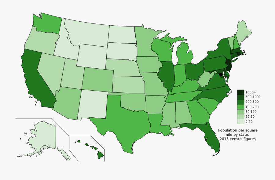 List Of U S - Population Density By State, Transparent Clipart