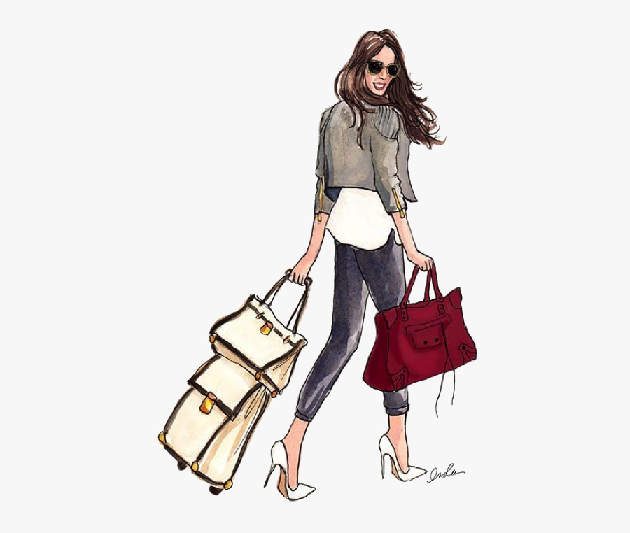 Paris Week Travel Fashion Illustration Free Download - Travel Fashion Illustration, Transparent Clipart