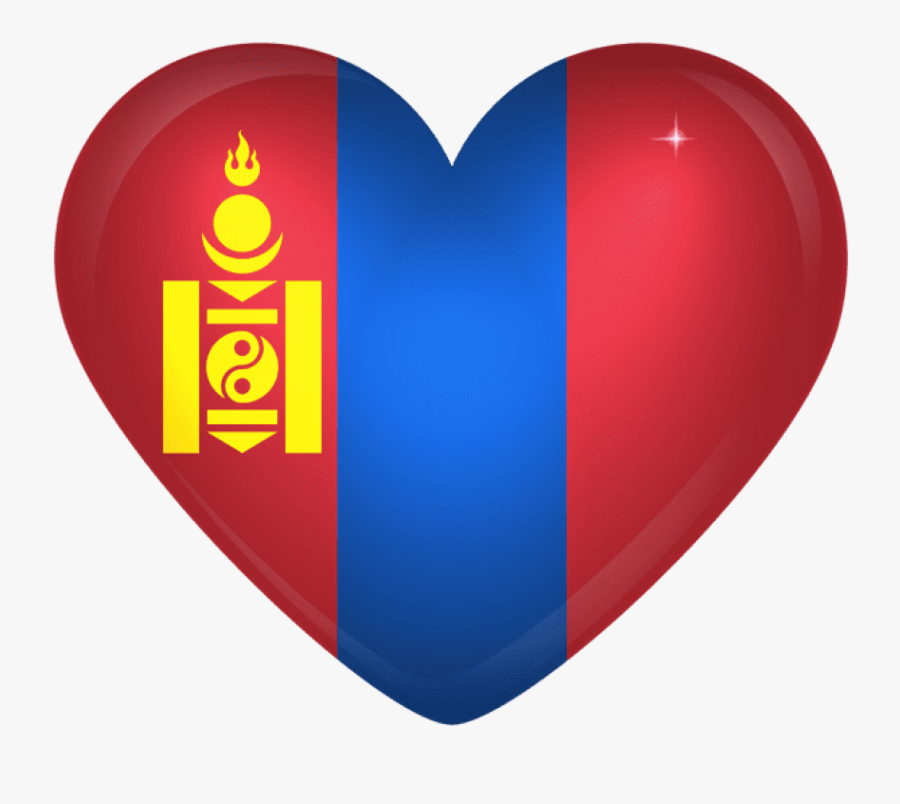 Free Png Download Mongolia Large Heart Flag Clipart - Mongolia Flag In A Heart, Transparent Clipart
