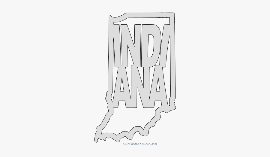 Indiana Map Outline Shape State Stencil Clip Art Scroll, Transparent Clipart