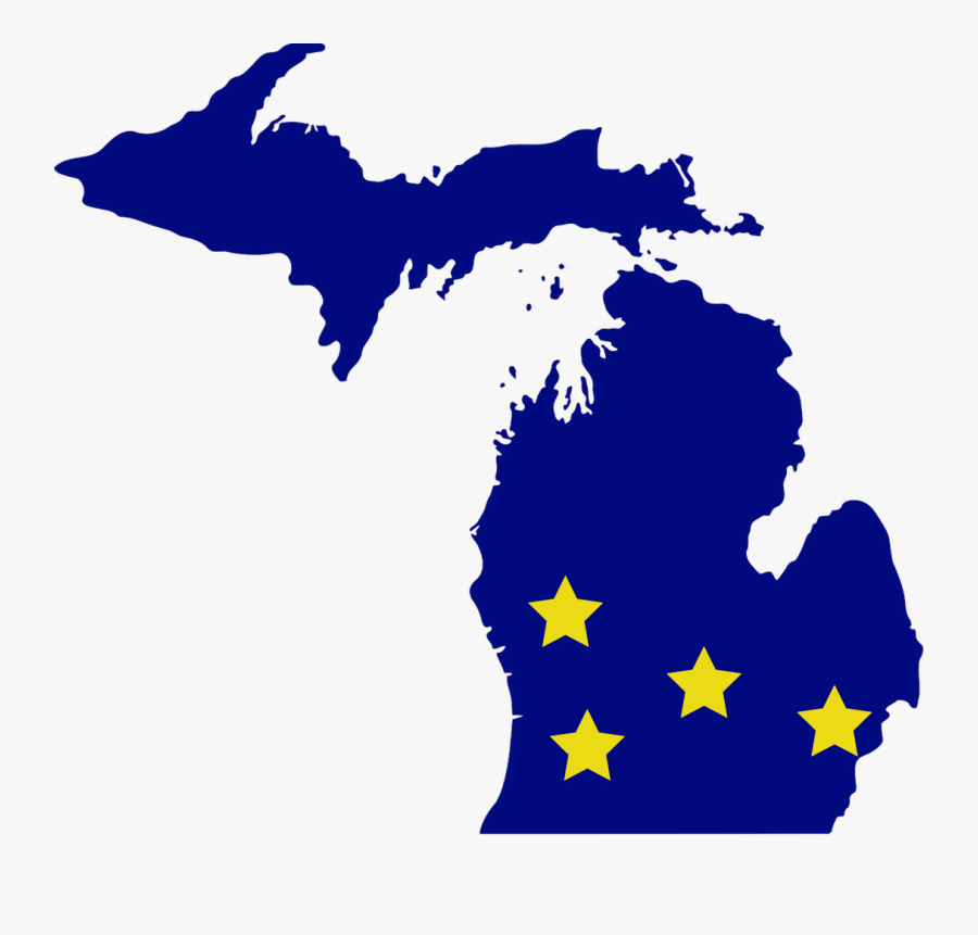Upper Peninsula Of Michigan Map Outline Clip Art - State Of Michigan, Transparent Clipart