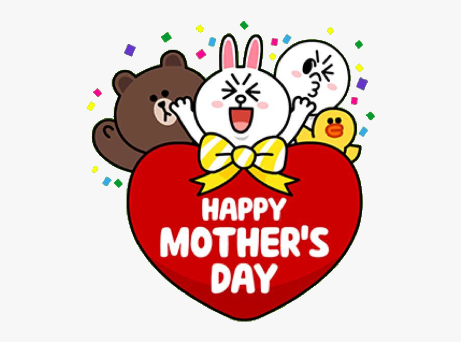 Happy Mothers Day Line Friends, Transparent Clipart