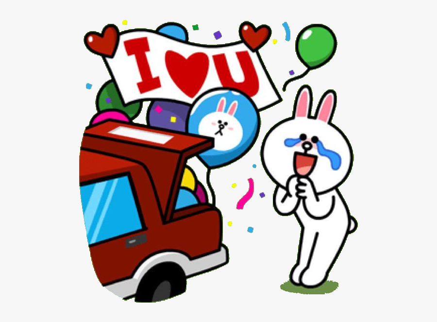 Cony Touched By Balloons Popping Out From The Boot - Cony And Brown Car, Transparent Clipart