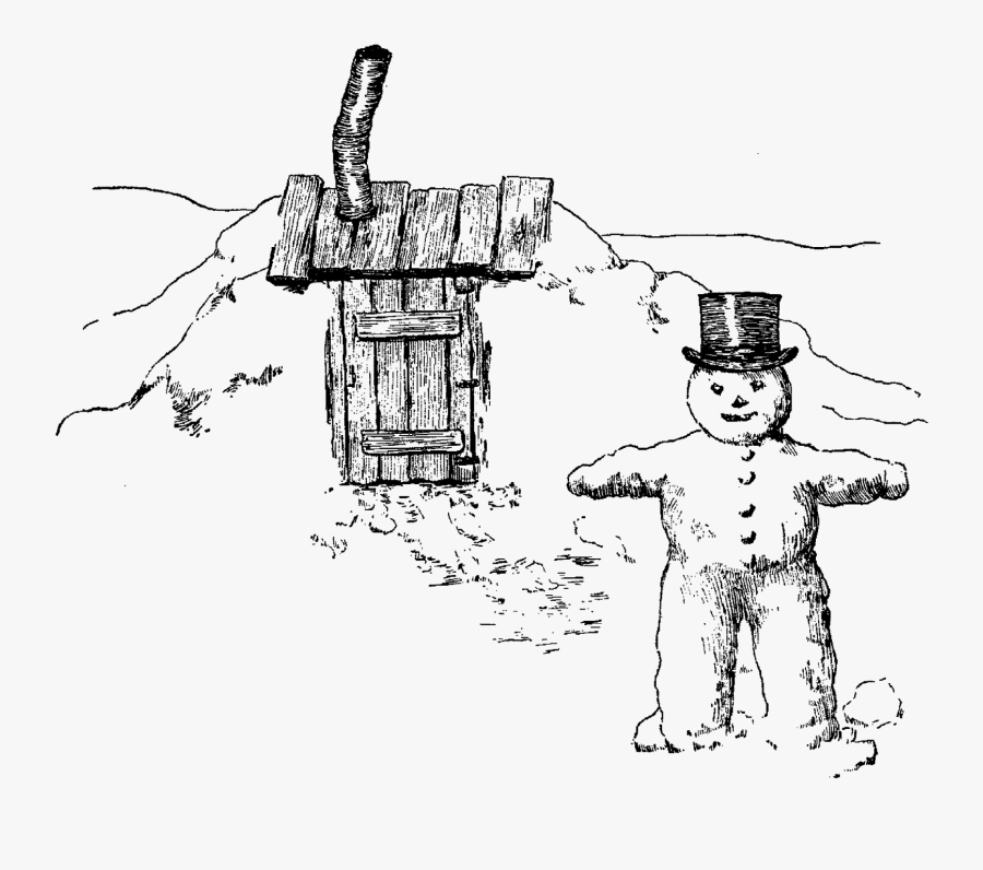 Snowman Snow Winter Clipart Digital Download Image - Line Art, Transparent Clipart
