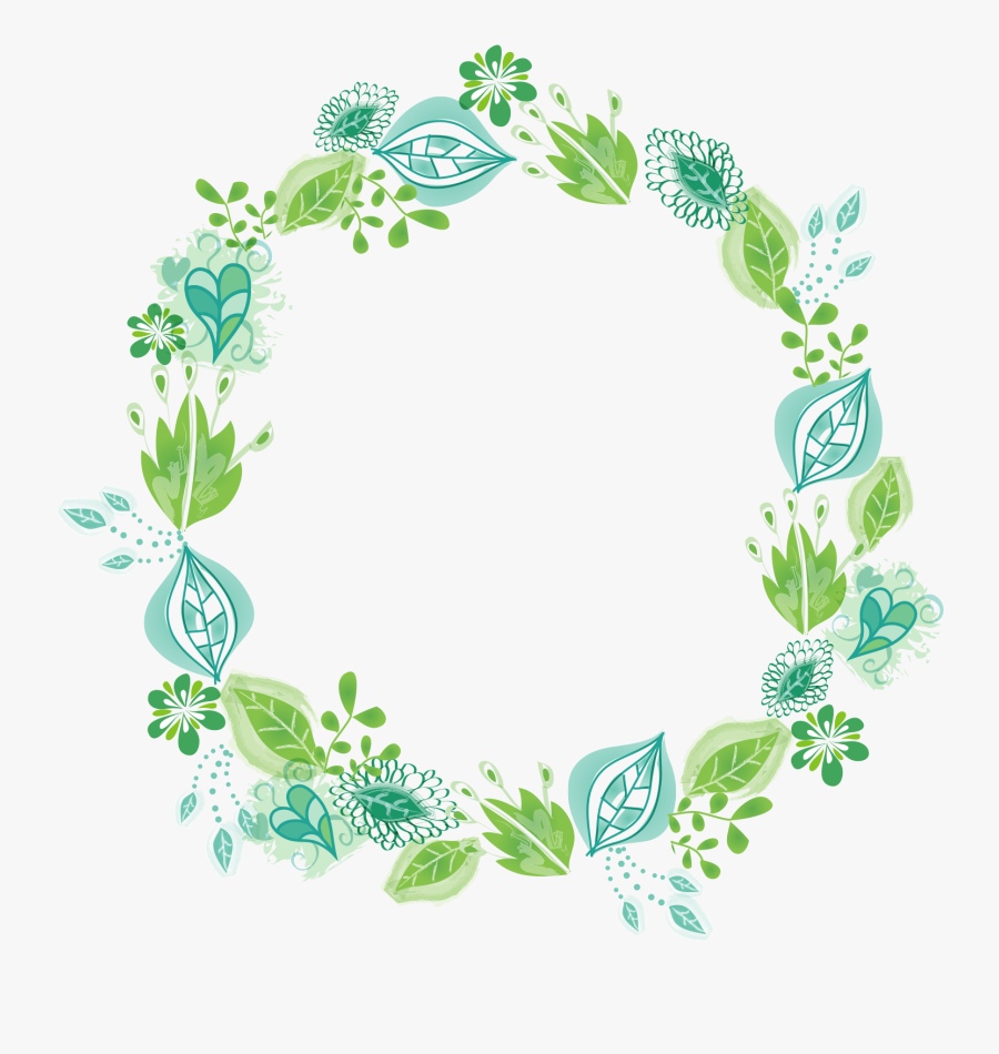 Ai Vector Border - Transparent Background Round Leaves Border, Transparent Clipart