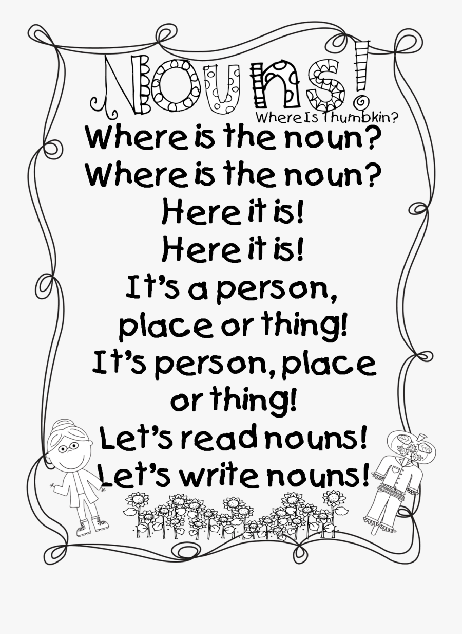 Noun Song First Grade, Transparent Clipart