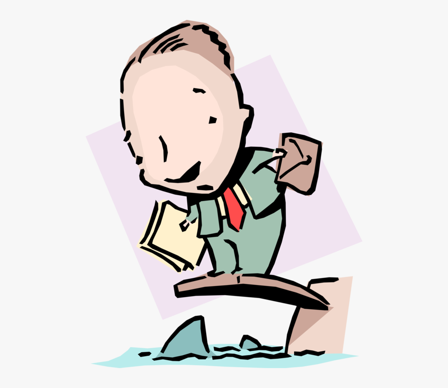 Vector Illustration Of Walking The Plank Idiom Businessman, Transparent Clipart