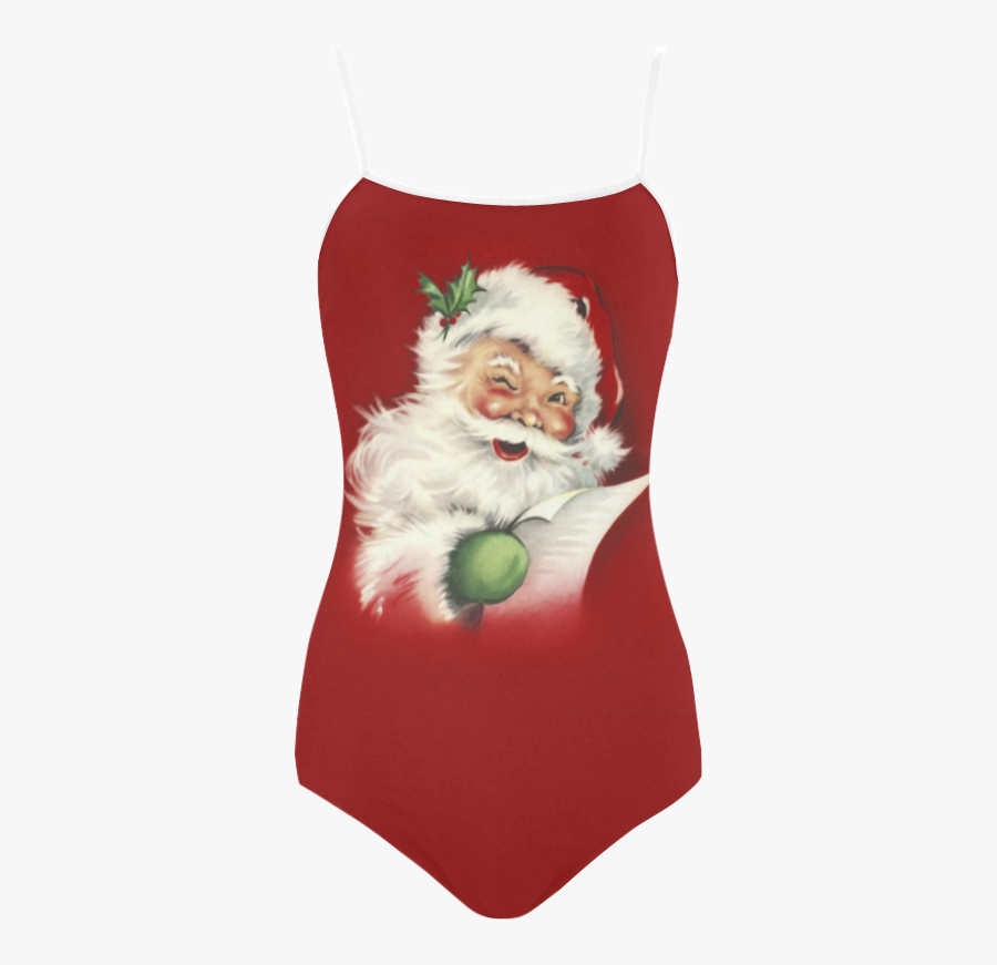 A Beautiful Vintage Santa Claus Strap Swimsuit - Christmas Stocking, Transparent Clipart