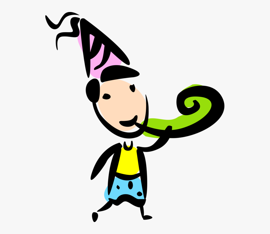 Vector Illustration Of Birthday Boy Celebrates With - Cartoon, Transparent Clipart