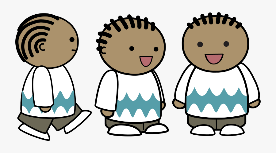 Three Views Of A Comic Character - Cartoon With Cornrows, Transparent Clipart