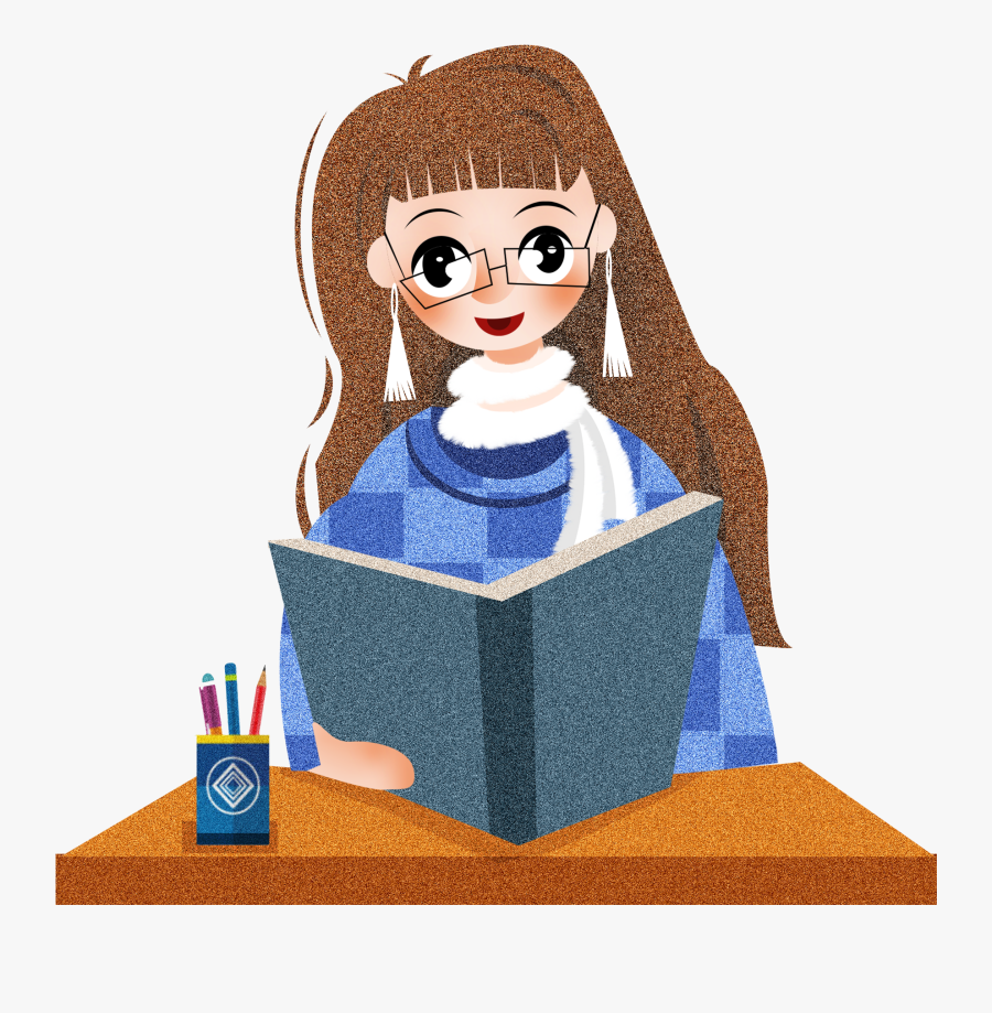 Retro Texture Illustration Hand Painted Girl Png And - Cartoon, Transparent Clipart