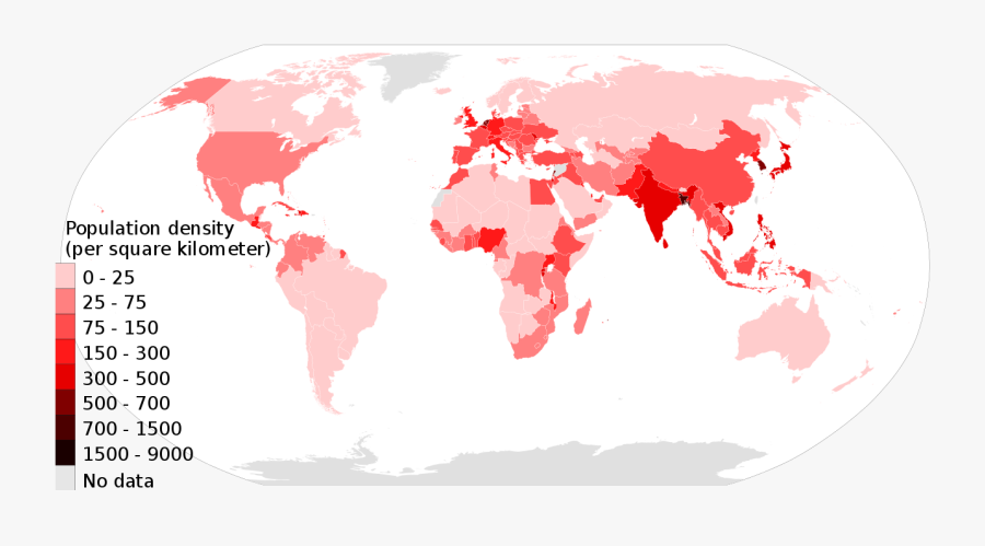 World Population Density 2019, Transparent Clipart