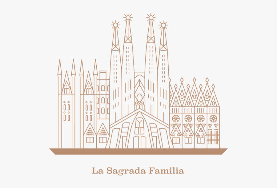 La Sagrada Familia Icon Architecture Gaudi Spain Lanmarks - Illustration, Transparent Clipart