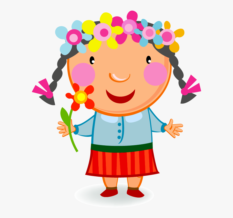 Girl Clipartcute Kidsflower Girlskindergartenlittle - Children's Day Cards, Transparent Clipart