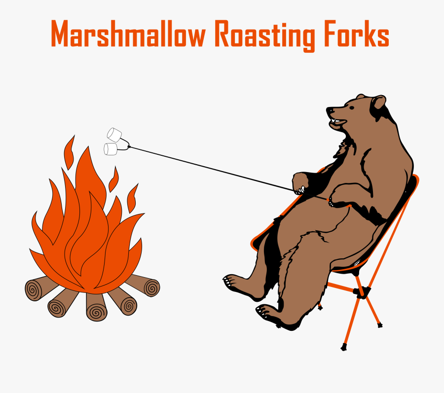 Bear Roasting Marshmallows Clipart, Transparent Clipart
