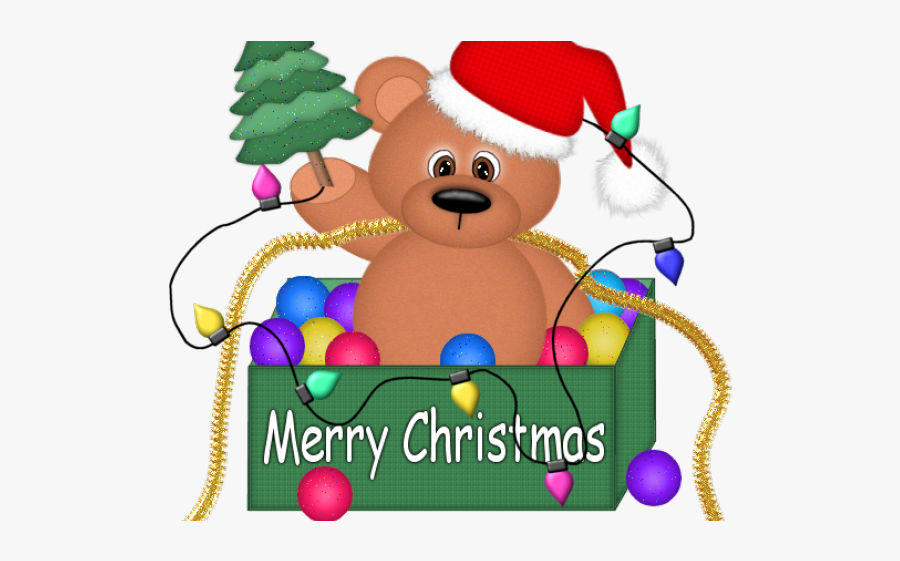 Fuzzy Clipart Christmas - Merry Christmas Teddy Bear Png, Transparent Clipart