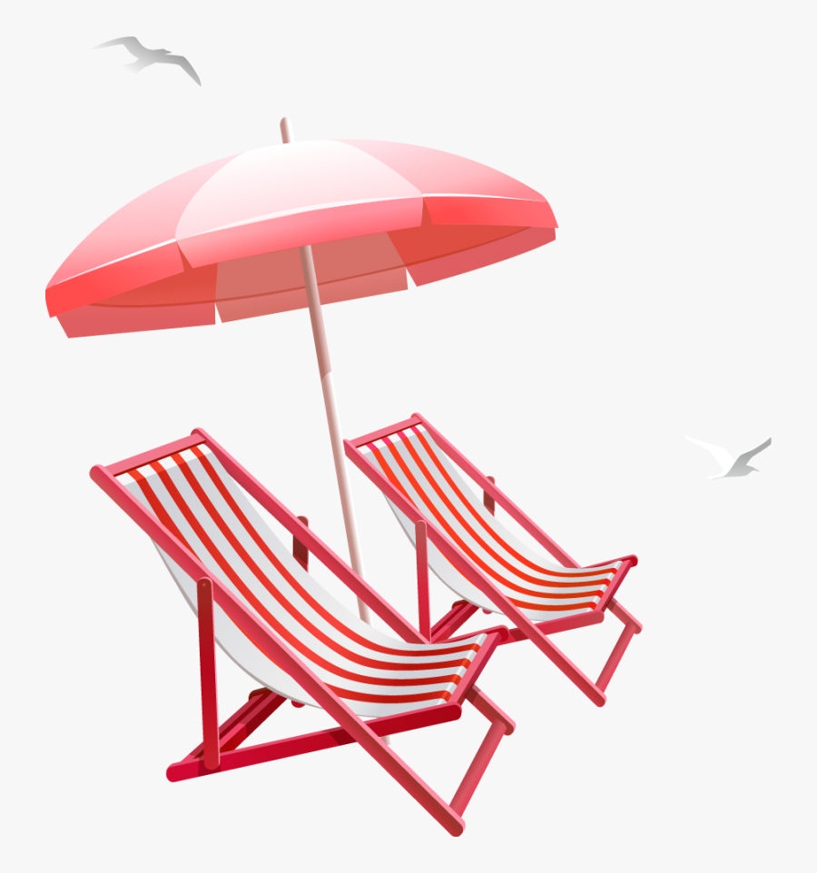 Transparent Beach Chair Png - Beach Umbrella With Chair Png, Transparent Clipart