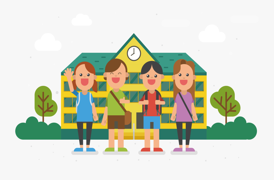 Art The Children Standing - School, Transparent Clipart
