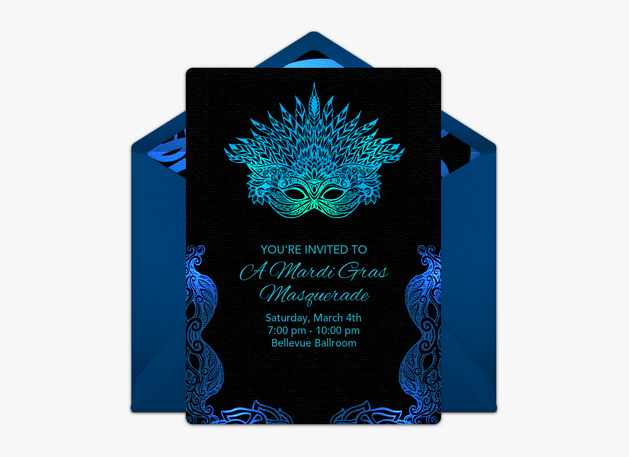 Blue Masquerade Party Invitations Png - Haunted Masquerade Ball Fazeli, Transparent Clipart