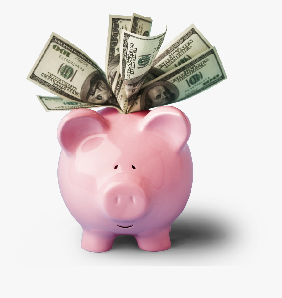 Piggy Bank Vector Png - Piggy Bank With Money, Transparent Clipart