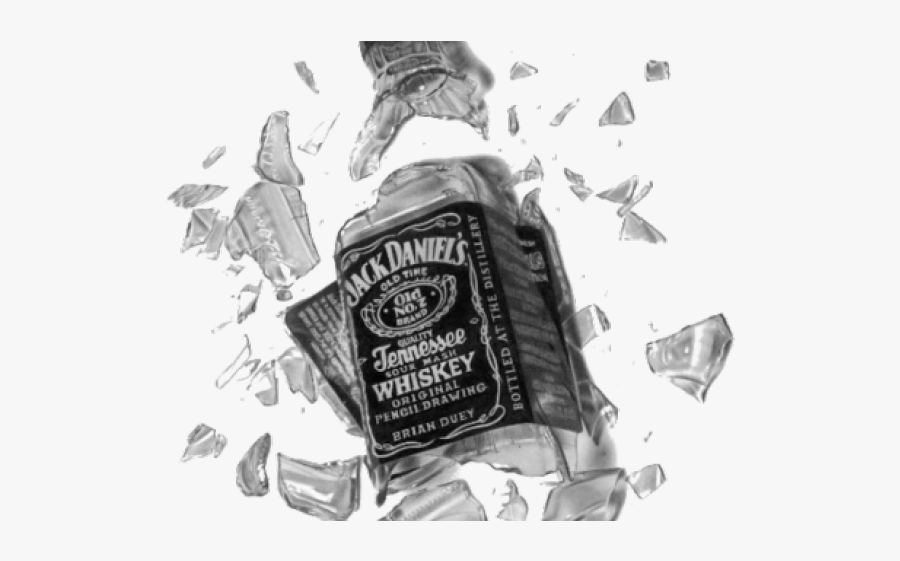 Jack Daniels Clipart Drawing - Broken Jack Daniels Bottle, Transparent Clipart